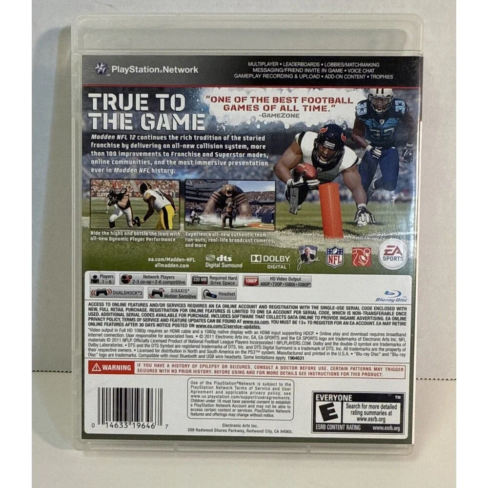 Madden NFL 12 (Sony PlayStation 3 PS3) Complete W/ Manual
